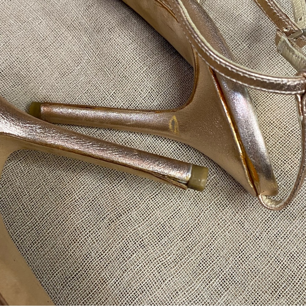 Jimmy Choo Metallic Rose Gold Strappy Heels - Picture 6 of 14